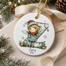 Noël Fée Cosy Initial Personnalisé des Fêtes 