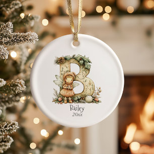 Décoration En Céramique Noël Fée Cosy Initiale Fête Personnalisée