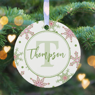 Décoration En Céramique Noël Fête Colorée Flocon de neige mignonne Monogra