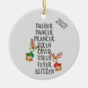 Décoration En Céramique Noël Funny Reindeer Names Covid 2021