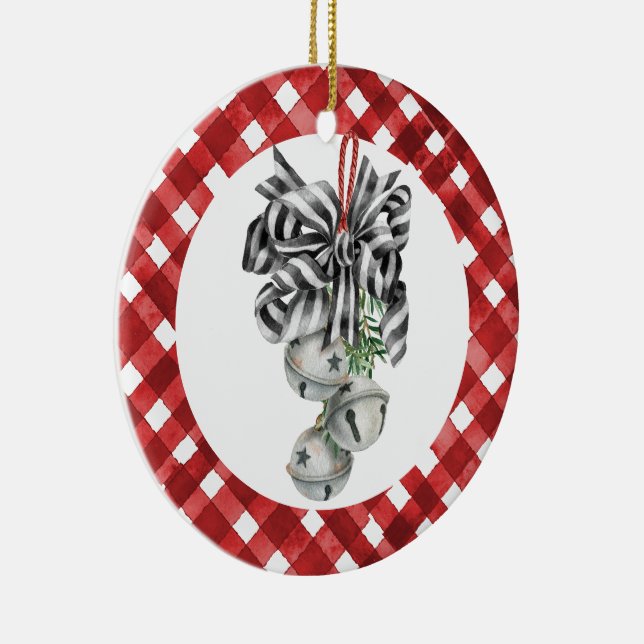 Décoration En Céramique Noël Gingham Rouge Rustique (Droite)