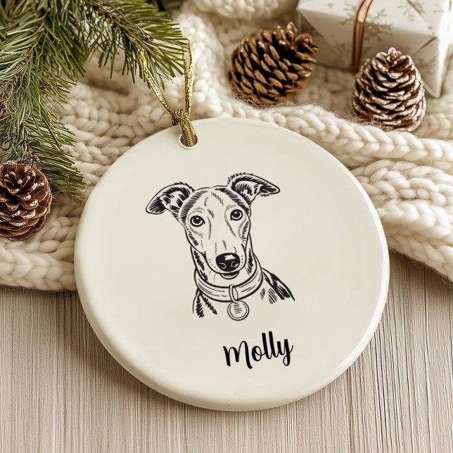 Décoration En Céramique Noël Greyhound Personnalisé (Créateur téléchargé)