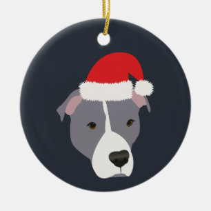 Décoration En Céramique Noël gris et blanc Pitbull