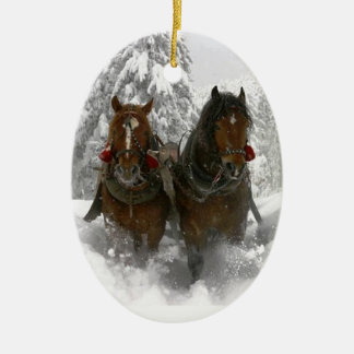 Décoration En Céramique Noël hippomobile de traîneau