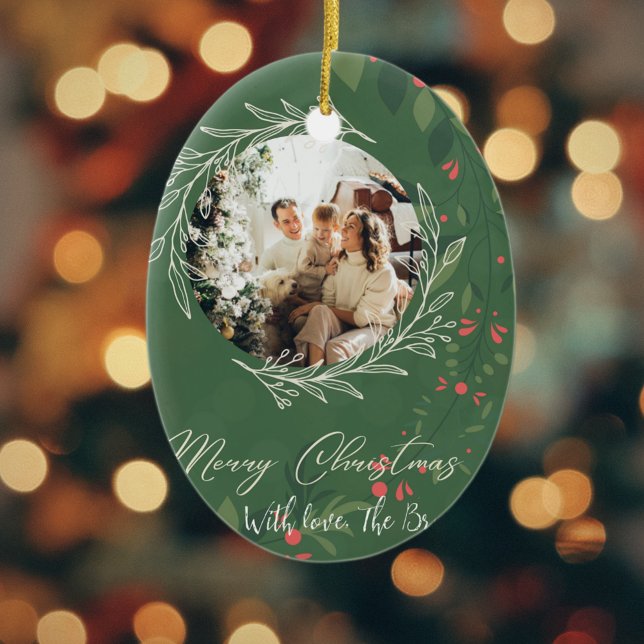 Décoration En Céramique Noël Holly Botanical Green Photo Marine (Créateur téléchargé)