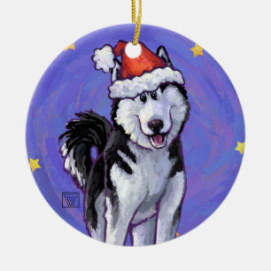 Décoration En Céramique Noël Husky