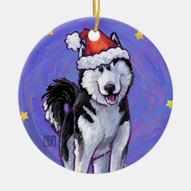 Décoration En Céramique Noël Husky (Devant)