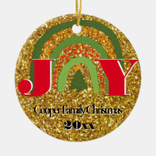 Décoration En Céramique Noël Joie rouge or vert arc-en-ciel personnalisati