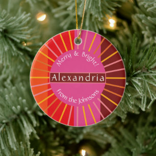 Décoration En Céramique Noël Joyeux et brillante famille personnalisée