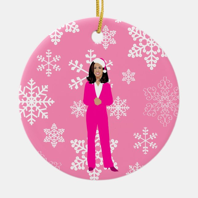 Décoration En Céramique noël kamala harris père Noël rose glacé (Devant)