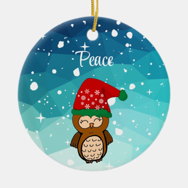 Décoration En Céramique Noël Kawaii Owl Bonheur (Devant)