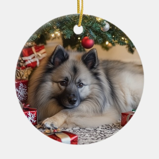 Décoration En Céramique Noël Keeshond (Devant)