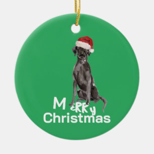 Décoration En Céramique Noël Labrador Chien blanc Vert Joyeux voeux