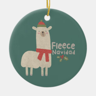Décoration En Céramique Noël Llama Pun : Fleece Navidad
