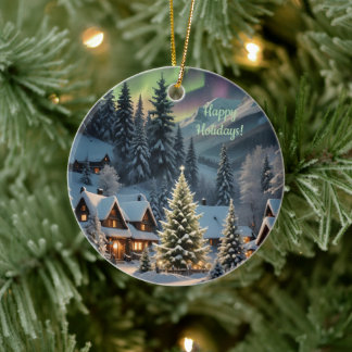 Décoration En Céramique Noël Magique, Village de Montagne, Lumières Polair