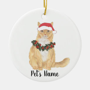 Décoration En Céramique Noël Maine Coon Orange Personnalisé