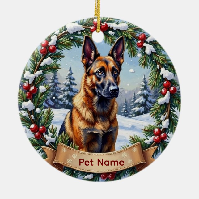 Décoration En Céramique Noël Malinois belge (Dos)