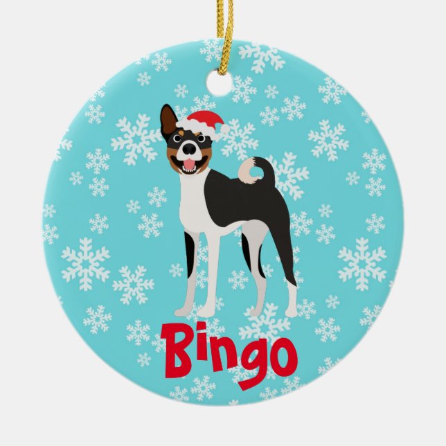 Décoration En Céramique Noël mignon Personnalisé Basenji Tan Noir (Devant)