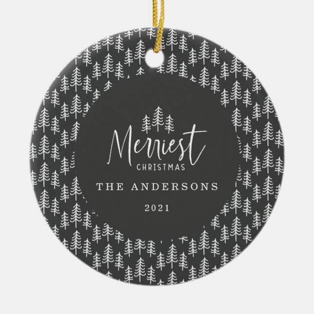 Décoration En Céramique Noël moderne noir blanc japandi (Devant)