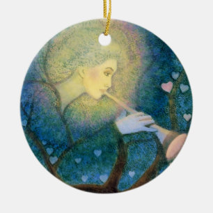 Décoration En Céramique Noël musical Ornamnet d'amour de coeurs d'ange