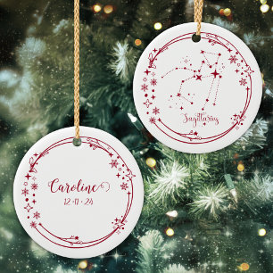 Décoration En Céramique Noël Nom personnalisé Sagittarius Symbole zodiaque