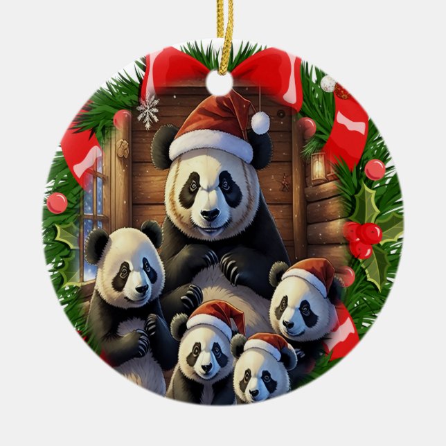 Décoration En Céramique Noël ours panda (Devant)