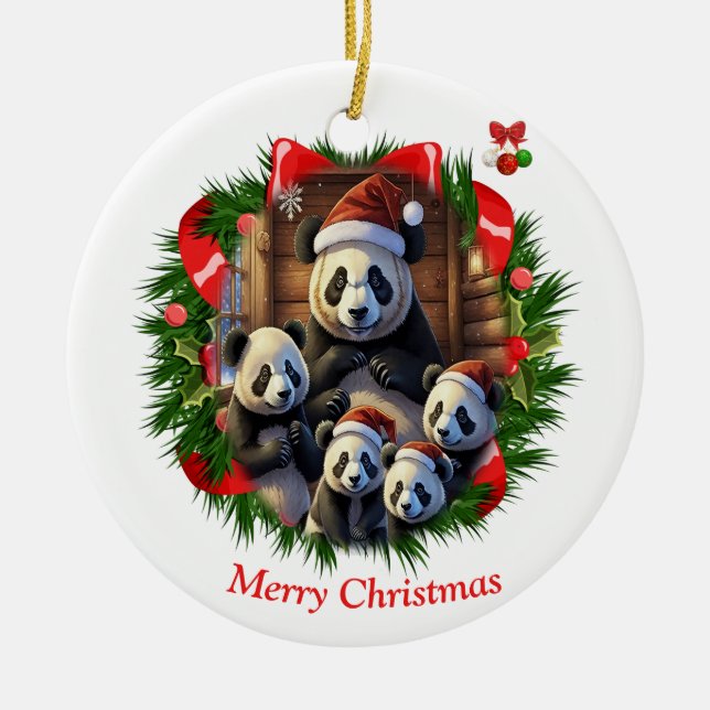 Décoration En Céramique Noël Ours Panda (Devant)
