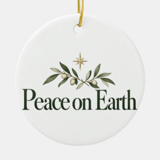 Décoration En Céramique Noël Paix sur Terre Branche d'Olivier et Étoile Ce