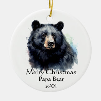 Décoration En Céramique Noël Papa Ours Animal Faune Dénue
