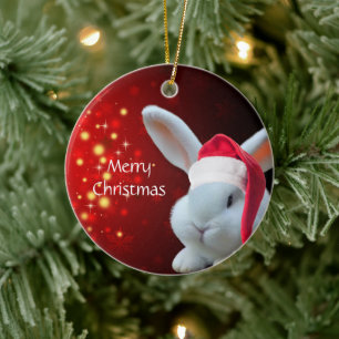 Décoration En Céramique Noël Père Noël Bunny