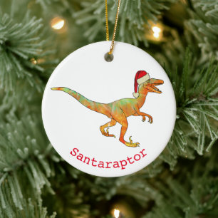 Décoration En Céramique Noël Père Noël Raptor Funny Velociraptor Dinosa