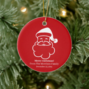 Décoration En Céramique Noël Père Noël rouge blanc nom personnalisé date
