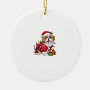 Décoration En Céramique Noël Père Noël Shih Tzu Chien Chien Chien Shih