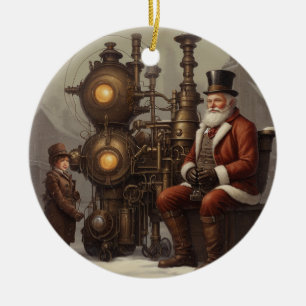 Décoration En Céramique Noël père Noël Steampunk