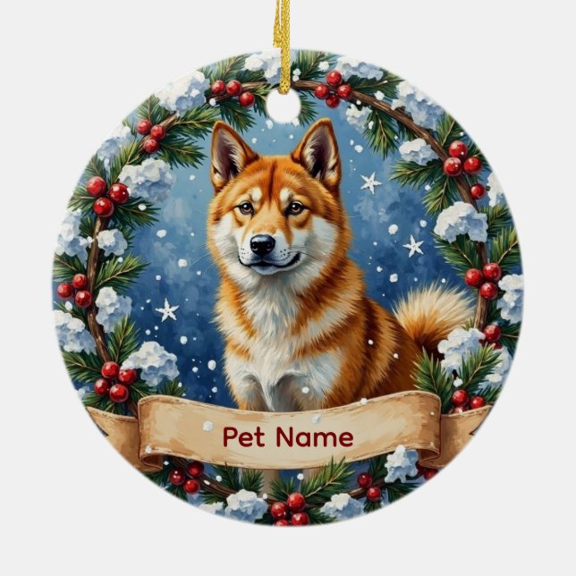 Décoration En Céramique Noël personnalisé Akita (Dos)
