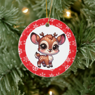 Décoration En Céramique Noël personnalisé Cartoon Chibi Renne