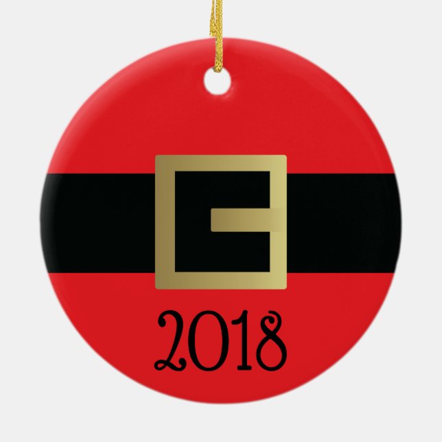 Décoration En Céramique Noël personnalisé de ceinture du père noël (Dos)