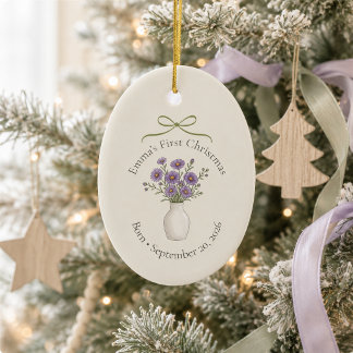 Décoration En Céramique Noël personnalisé de fleur de naissance de sept.