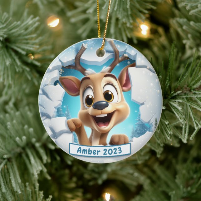 Décoration En Céramique Noel personnalisé de rennes en petits creux 3d (Arbre)