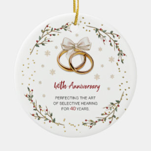 Décoration En Céramique Noël personnalisé en couple du 40e anniversaire