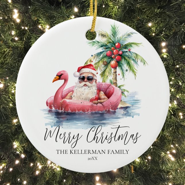 Décoration En Céramique Noël Personnalisé et Drôle (Funny Beach Christmas Ceramic Ornament )