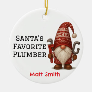 Décoration En Céramique Noël Personnalisé Gnome Plumber/Handyman