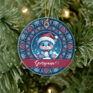 Décoration En Céramique Noël personnalisé Kawaii Ours Dot Mandala