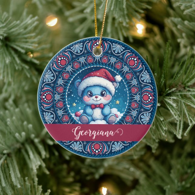 Décoration En Céramique Noël personnalisé Kawaii Ours Dot Mandala (Arbre)