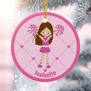Décoration En Céramique Noël personnalisé mignon rose Pom-pom girl