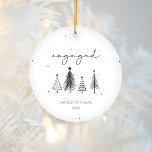 Décoration En Céramique Noël personnalisé minimaliste engagé<br><div class="desc">Ornement de Noël personnalisé minimaliste engagé</div>