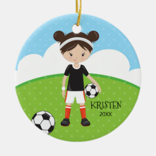 Décoration En Céramique Noël personnalisé par football mignon de fille de