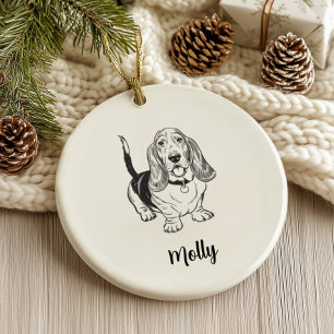 Décoration En Céramique Noël personnalisé pour Basset Hound