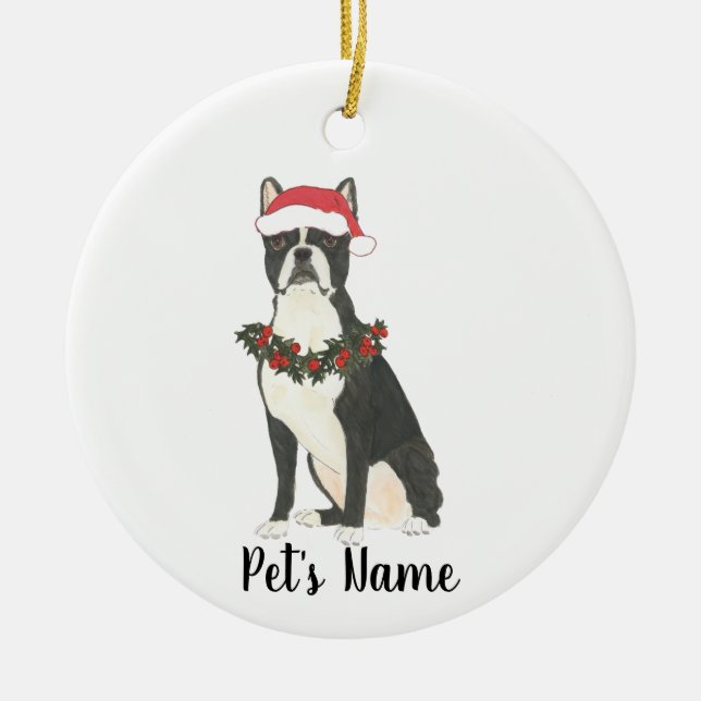 Décoration En Céramique Noël personnalisé pour Boston Terrier (Devant)