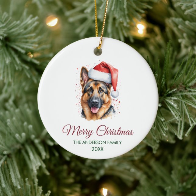 Décoration En Céramique Noël personnalisé pour chien de berger allemand  (Arbre)